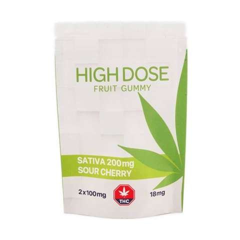 High Dose Fruit Gummy – Sour Cherry 200mg THC (Sativa)