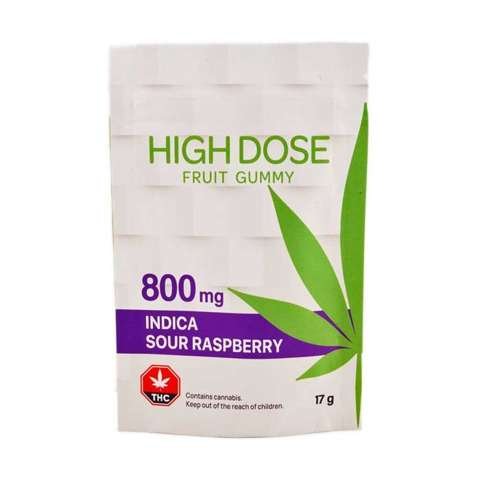 High Dose Fruit Gummy – Sour Raspberry 800mg THC (Indica)