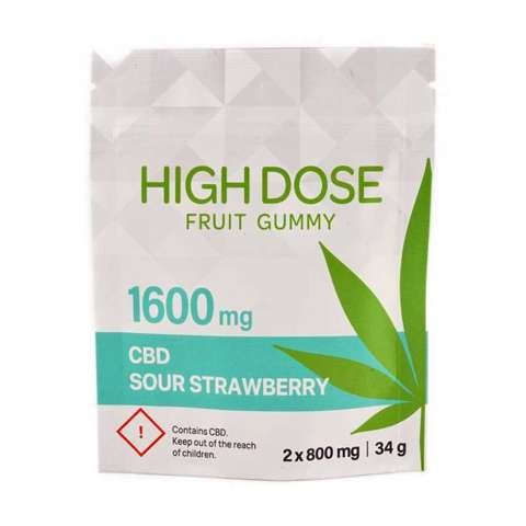 High Dose Fruit Gummy – Sour Strawberry 1600mg CBD