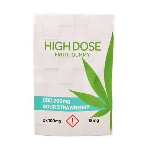 High Dose Fruit Gummy – Sour Strawberry 200mg CBD