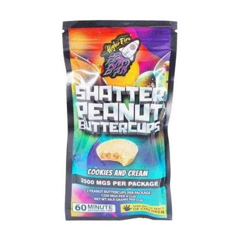 Higher Fire Extracts – Shatter Peanut Butter Chocolate Cups – Cookies and Cream 2500mg THC