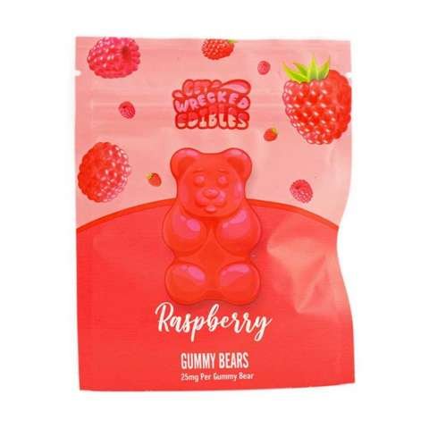Get Wrecked Edibles – Raspberry Gummy Bears 300mg THC