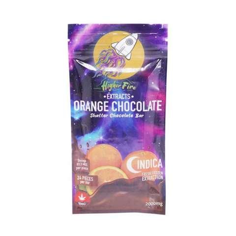 Higher Fire Extracts – Shatter Chocolate Bar – Orange 2000mg THC (Indica)