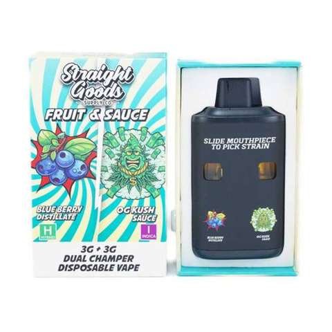 Straight Goods – Dual Chamber Vape – Blueberry + OG Kush (3G + 3G)