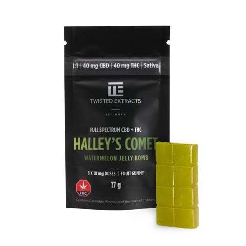 Twisted Extracts Halleys Comet Watermelon 40mg THC 40mg CBD Sativa