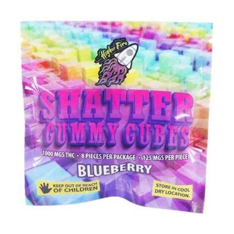 Higher Fire Extracts – Shatter Gummy Cubes – Blueberry 1000mg THC