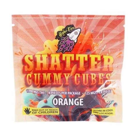 Higher Fire Extracts – Shatter Gummy Cubes – Orange 1000mg THC