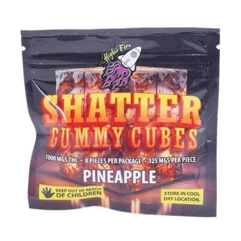 Higher Fire Extracts – Shatter Gummy Cubes – Pineapple 1000mg THC