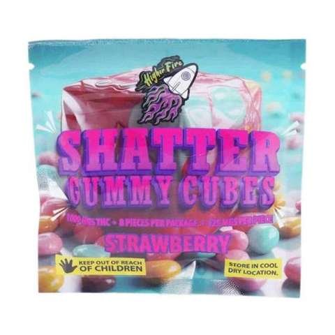 Higher Fire Extracts – Shatter Gummy Cubes – Strawberry 1000mg THC