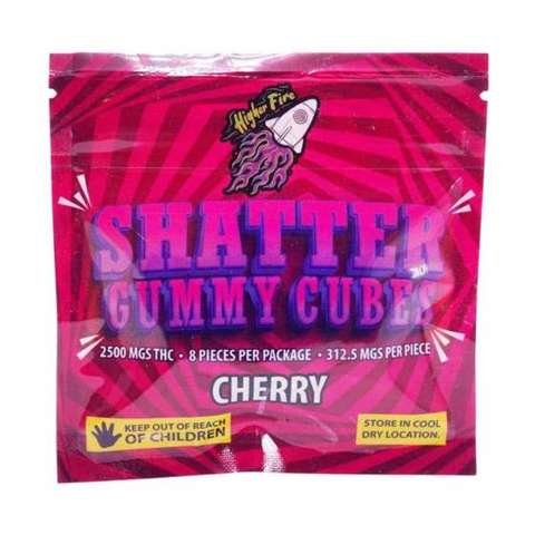 Higher Fire Extracts – Shatter Gummy Cubes – Cherry 2500mg THC