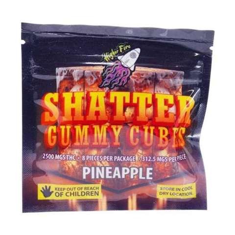Higher Fire Extracts – Shatter Gummy Cubes – Pineapple 2500mg THC