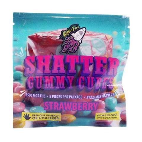Higher Fire Extracts – Shatter Gummy Cubes – Strawberry 2500mg THC