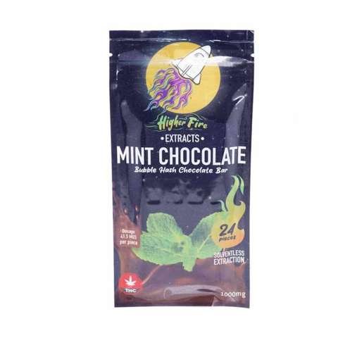 Higher Fire Extracts – Bubble Hash Chocolate Bar – Mint 1000mg THC