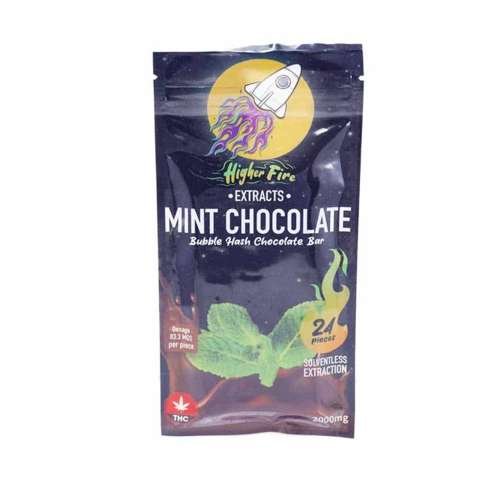 Higher Fire Extracts – Bubble Hash Chocolate Bar – Mint 2000mg THC