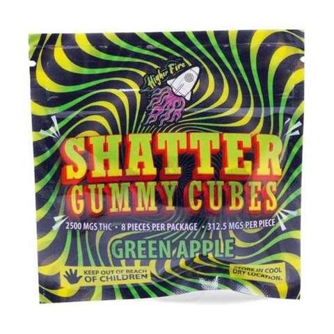 Higher Fire Extracts – Shatter Gummy Cubes – Green Apple 2500mg THC