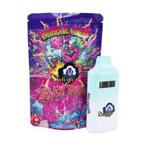 Sky High Extract – Dual Chamber Vape – Bubble Gum (Indica) + Jelly Roll (Sativa) – (4 Grams + 4 Grams)