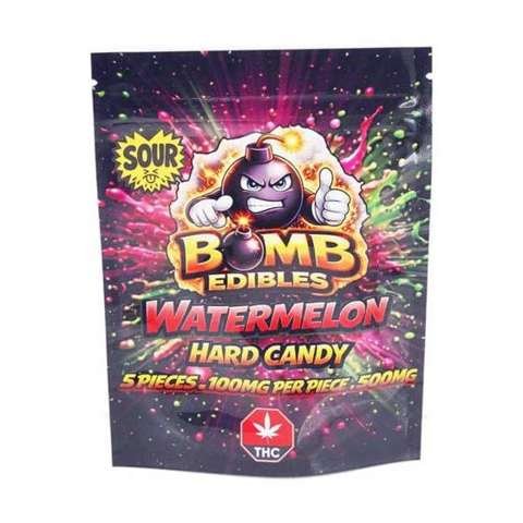 Bomb Edibles – 500mg THC Hard Candy – Sour Watermelon