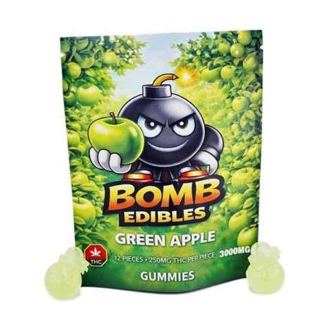 Bomb Edibles – 3000mg THC Gummies – Green Apple