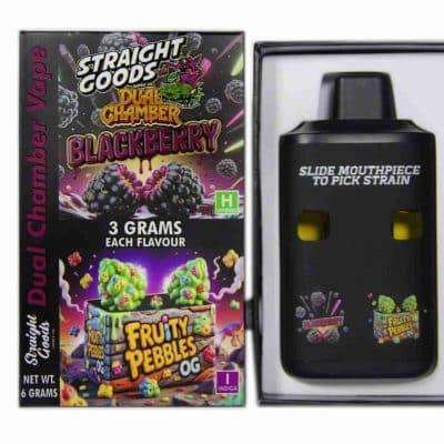 Straight Goods – Dual Chamber Vape – Blackberry + Fruity Pebbles OG (3 Grams + 3 Grams)