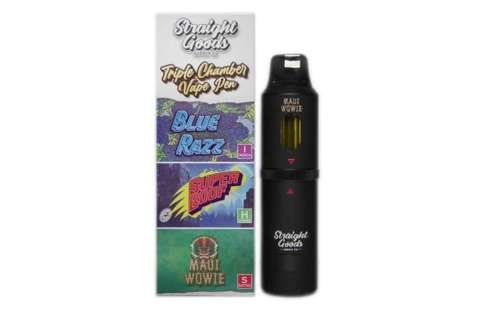 Straight Goods – Triple Chamber Vape – Blue Raz + Super Boof + Maui Wowie (3 Grams + 3 Grams + 3 Gram)