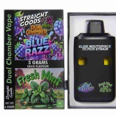Straight Goods – Dual Chamber Vape – Blue Razz + Fresh Mint (3 Grams + 3 Grams)