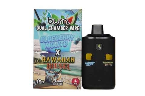Burn Extracts – Dual Chamber Disposable Vape – Blueberry Mojito + Hawaiian Diesel (3G +3G)