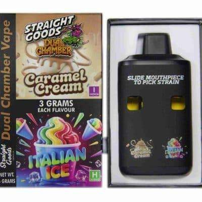 Straight Goods – Dual Chamber Vape – Caramel Cream + Italian Ice (3 Grams + 3 Grams)