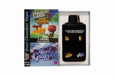 Straight Goods – Dual Chamber Vape –  Cherry Seinfeld + Iced Grapple (3 Grams + 3 Grams)