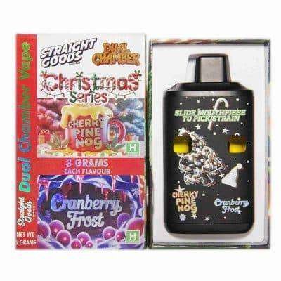 Straight Goods – Dual Chamber Vape – Christmas Series – Cherry Pine Nog + Cranberry Frost (3 Grams + 3 Grams)