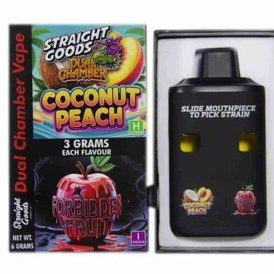 Straight Goods – Dual Chamber Vape – Coconut Peach + Forbidden Fruit (3 Grams + 3 Grams)