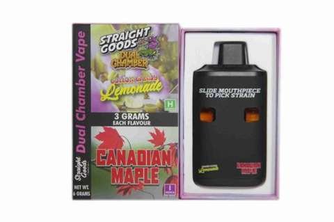 Straight Goods – Dual Chamber Vape –  Cotton Candy Lemonade + Canadian Maple (3 Grams + 3 Grams)