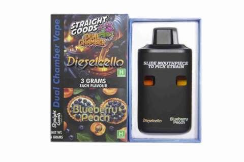 Straight Goods – Dual Chamber Vape –  Dieselcello + Blueberry Peach (3 Grams + 3 Grams)