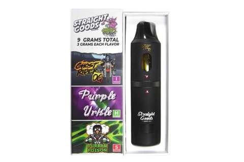 Straight Goods – Triple Chamber Vape – Ghost Rider OG + Purple Urkle + Durban Poison (3 Grams + 3 Grams + 3 Gram)