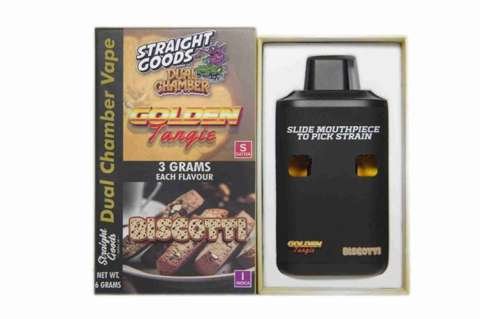 Straight Goods – Dual Chamber Vape – Golden Tangie + Biscotti (3 Grams + 3 Grams)