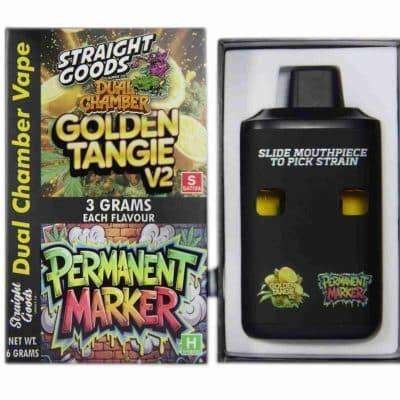 Straight Goods – Dual Chamber Vape – Golden Tangie V2 + Permanent Marker (3 Grams + 3 Grams)
