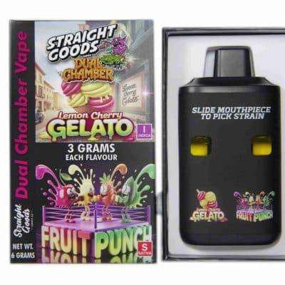 Straight Goods – Dual Chamber Vape – Lemon Cherry + Fruit punch (3 Grams + 3 Grams)