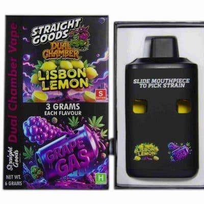 Straight Goods – Dual Chamber Vape – Lisbon Lemon + Grape Gas (3 Grams + 3 Grams)