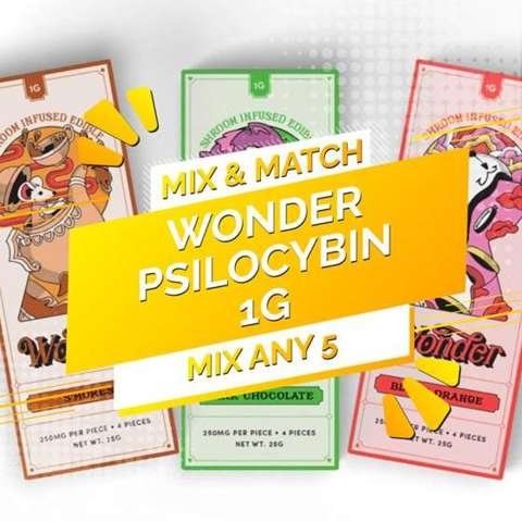 Wonder – Psilocybin Chocolate Bar 1g – Mix and Match 5