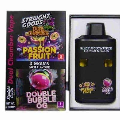 Straight Goods – Dual Chamber Vape – Passion Fruit + Double Bubble OG (3 Grams + 3 Grams)