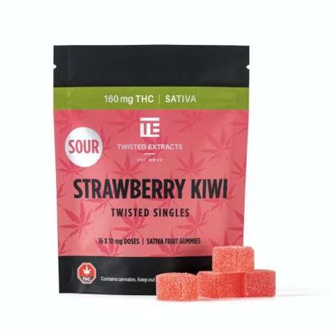 Twisted Extracts Sour Strawberry Kiwi Twisted Singles 160mg THC Sativa