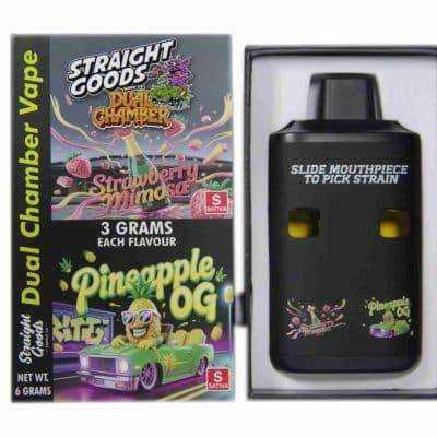 Straight Goods – Dual Chamber Vape – Strawberry Mimosa + Pineapple OG (3 Grams + 3 Grams)