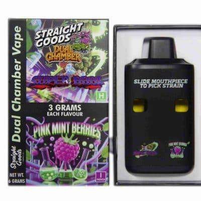 Straight Goods – Dual Chamber Vape – Super Boof + Pink Mint Berries (3 Grams + 3 Grams)